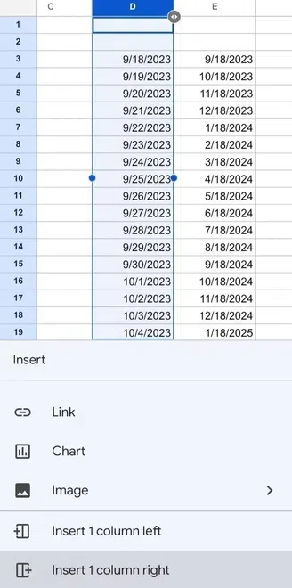 How to Insert Multiple Columns in Google Sheets