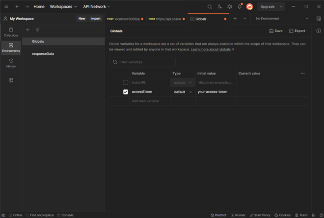 globalVariablePostman