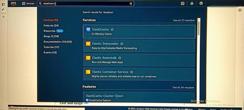Sign in to the AWS Console account & search for the ElastiCache