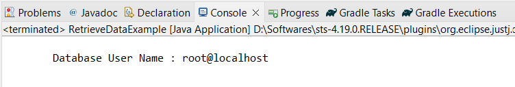 Database Username Information Output