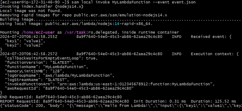 Run the sam local invoke Command 