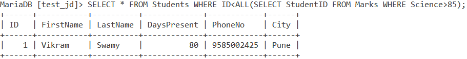 Mysql All Example 1