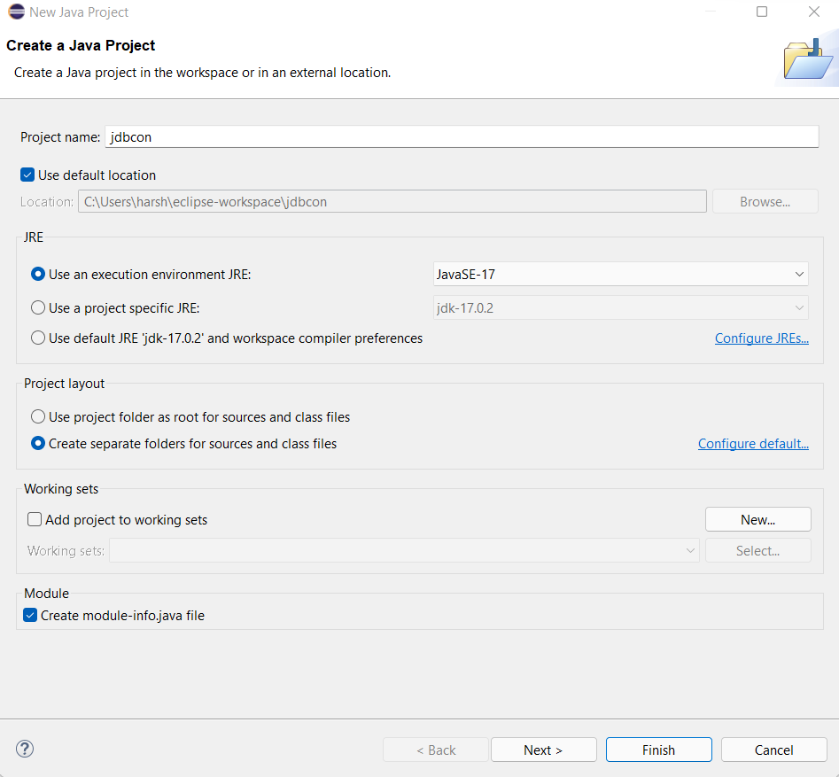 Create A New Java Project 1