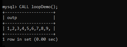 Call Loopdemo Stored Procedure