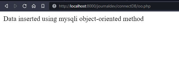 Inserting Data Using Mysqli Object Oriented Method