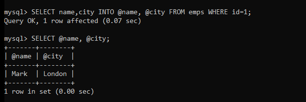 Select Into Multiple Variable Example