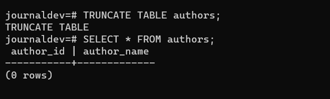 Truncate Authors Table