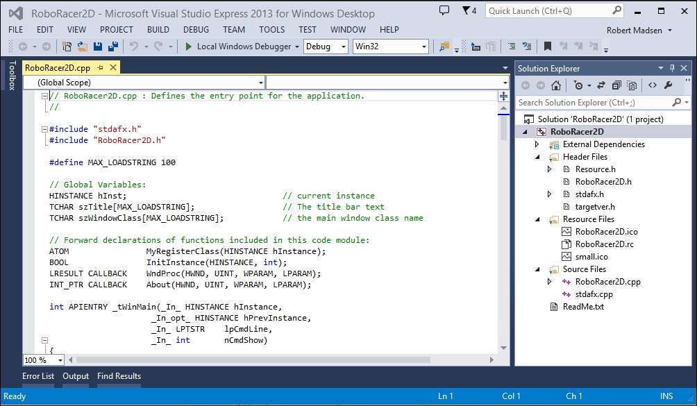The code window