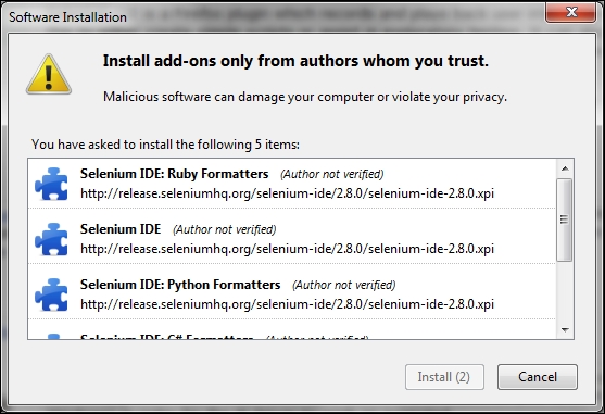 Installing Selenium IDE