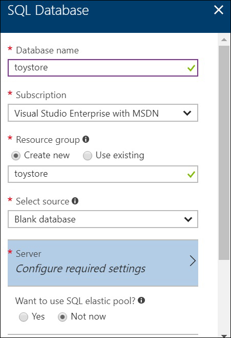 Provisioning an Azure SQL Database