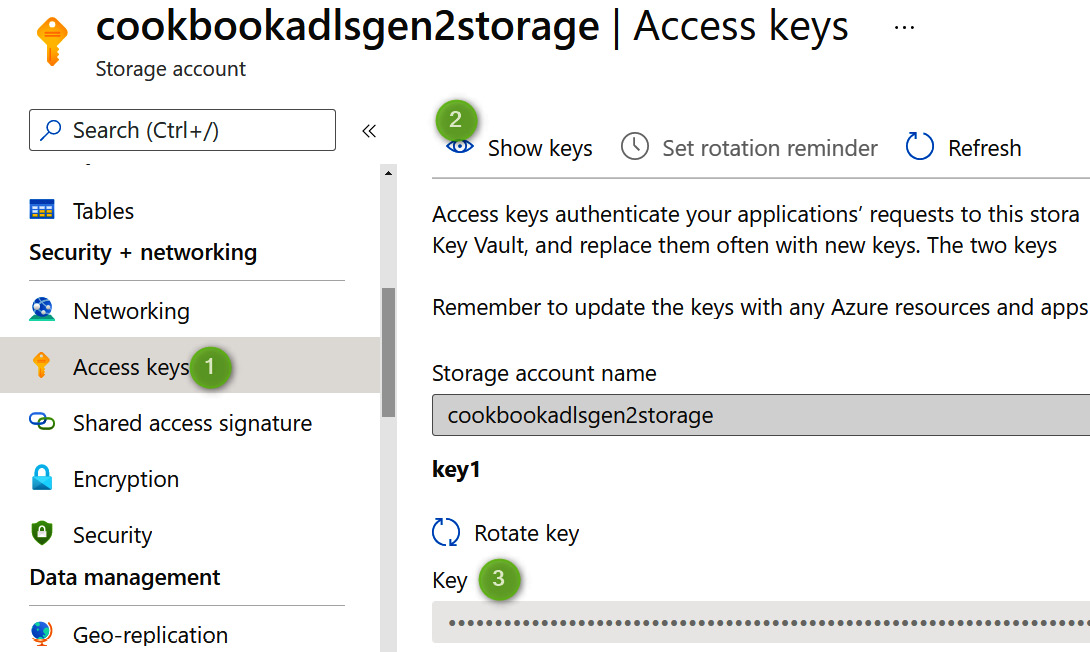 Figure 2.10 – Azure Blob storage account access key