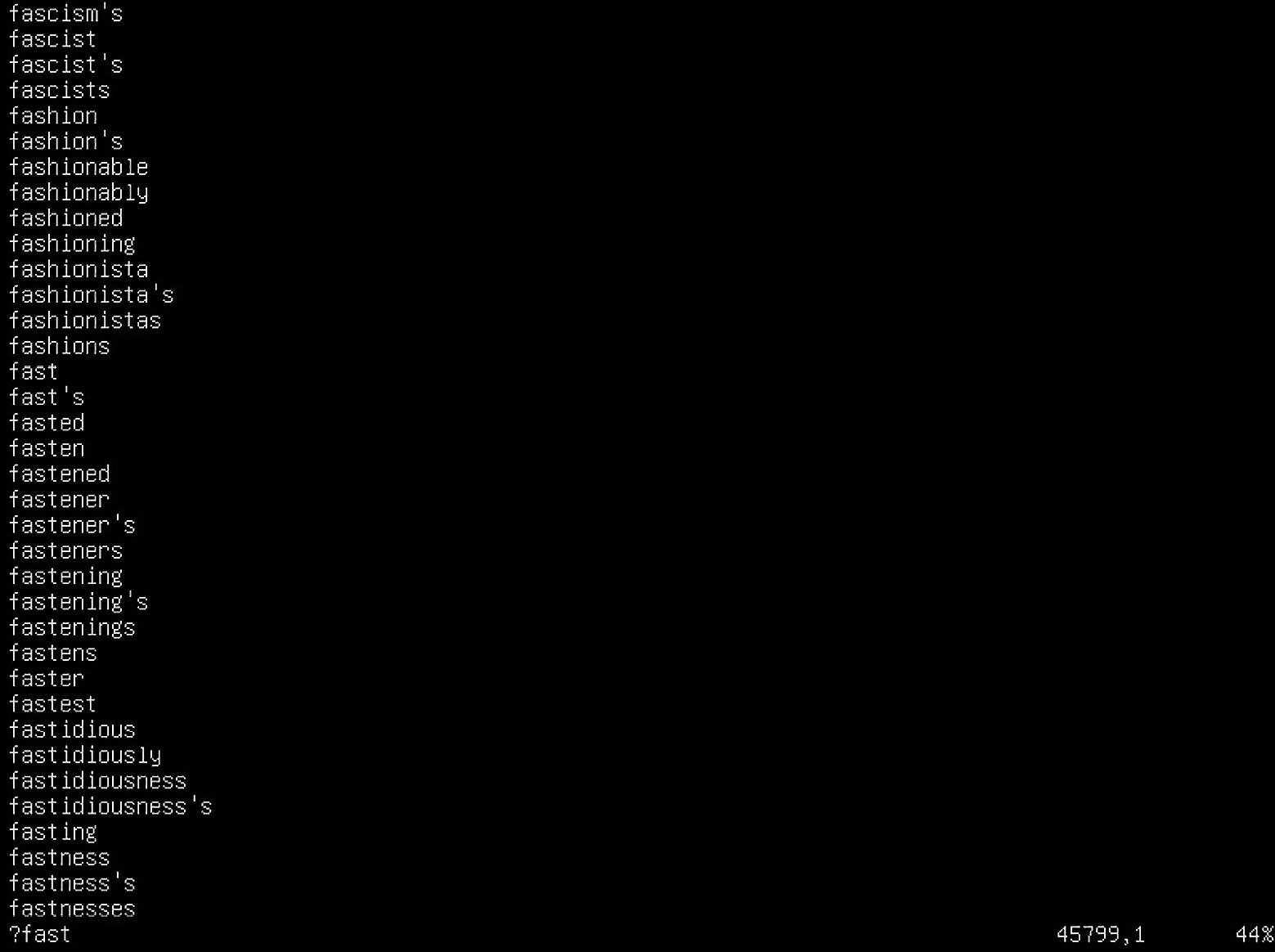 Figure 2.17 – Finding a word backward from the previous cursor
