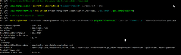 Figure 2.1 – Creating a new Azure SQL server
