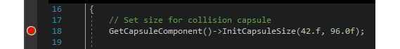 Figure 2.3: Collision capsule init code
