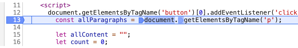 Figure 1.20: Execution paused in the source code, highlighting the line that will be executed next