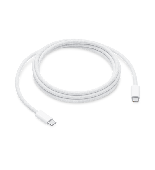 充電線的俯視圖，連接線捲好，兩端是 USB-C 接頭。