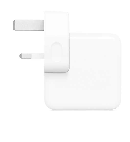 30 瓦特 USB-C 電源轉換器 (配備 Type A 插頭) 的側面，接腳收起。