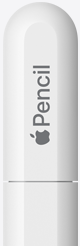 Apple Pencil (USB-C)，尾端筆蓋上刻有 Apple Pencil 字樣，其中 Apple 一字以 Apple 標誌表示