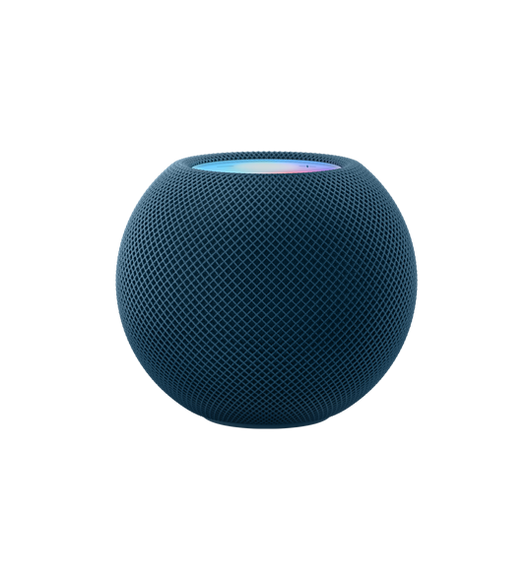 藍色 HomePod mini 正面圖。