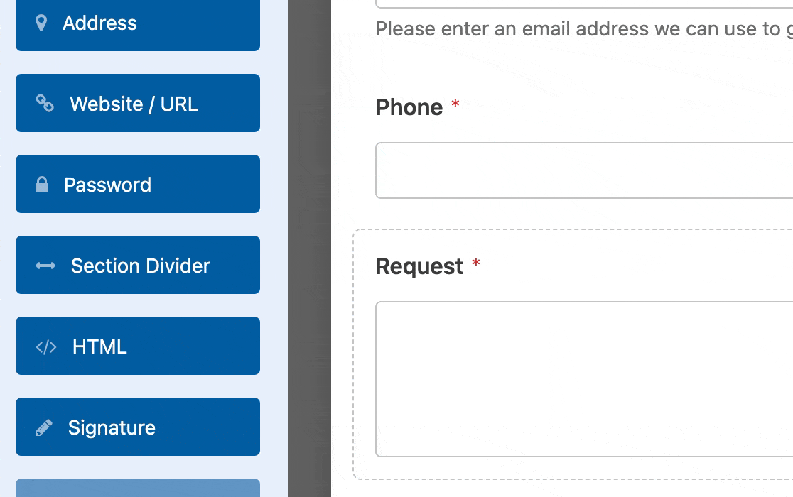 Adding an HTML field to a form