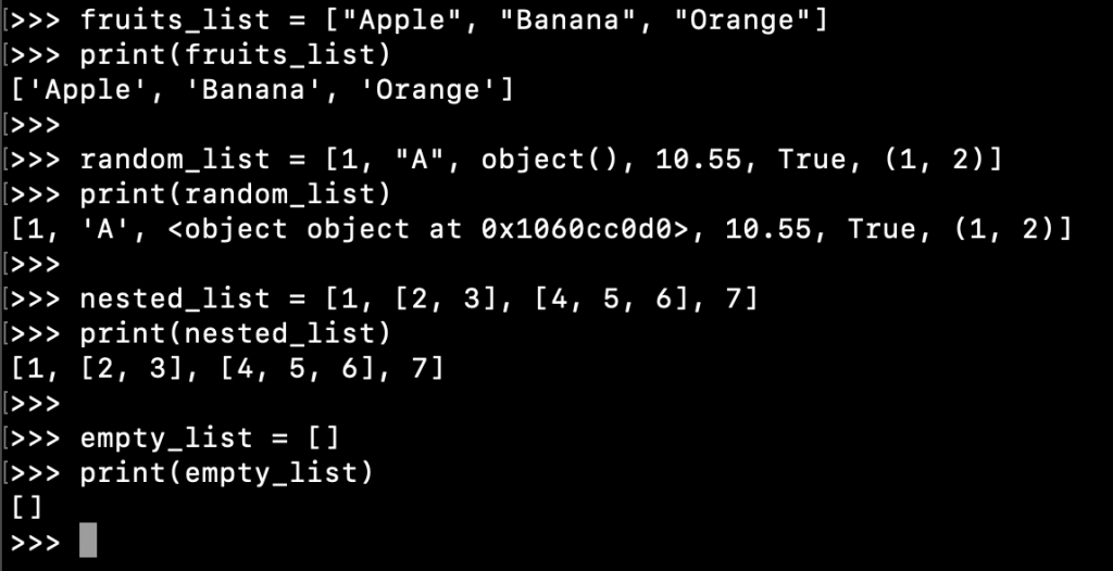 Creating A List In Python