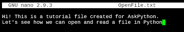 Python Open File Sample File Contents