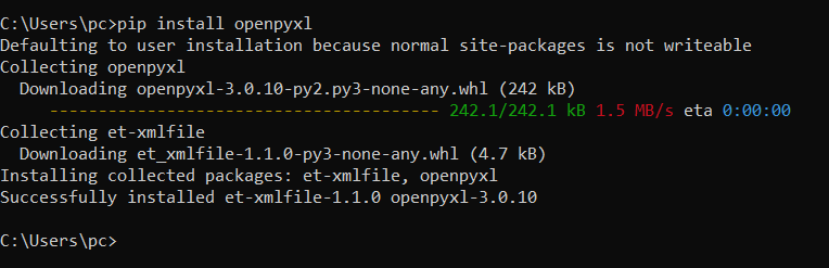 Installing Openpyxl Module 1