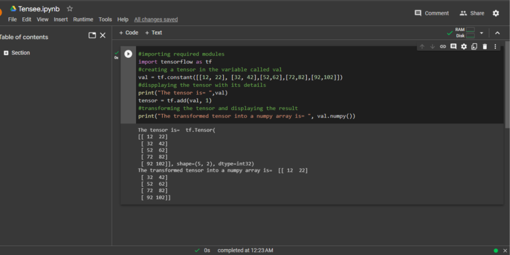Convert A Tensor To Numpy Array In Tensorflow Implementation