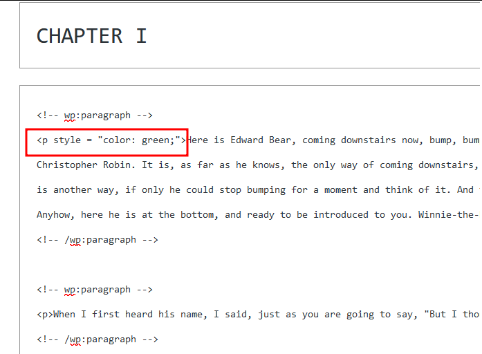 Adding inline CSS to an element in WordPress.