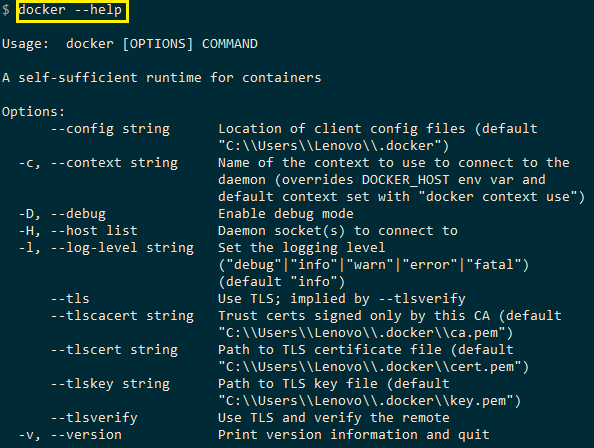 docker –version