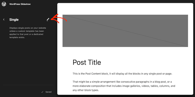 Editing a single WordPress template Editing a single WordPress template