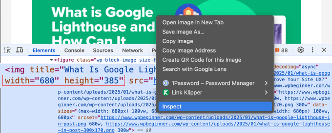 Inspect height and width attributes Inspect height and width attributes