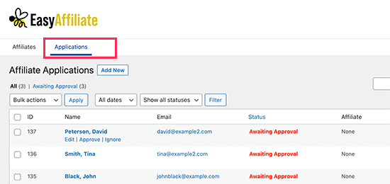 Affiliate applications Affiliate applications