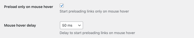 Set preload time and hover delay Set preload time and hover delay