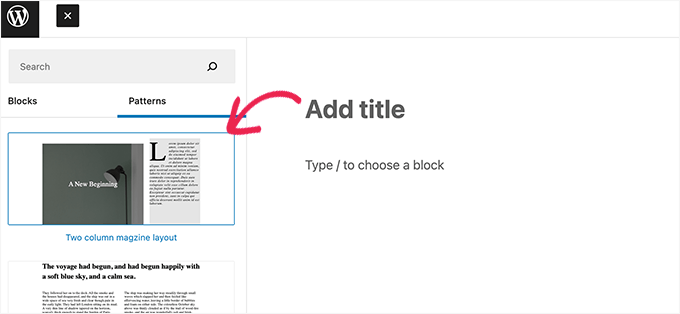 Add custom block pattern to your post Add custom block pattern to your post